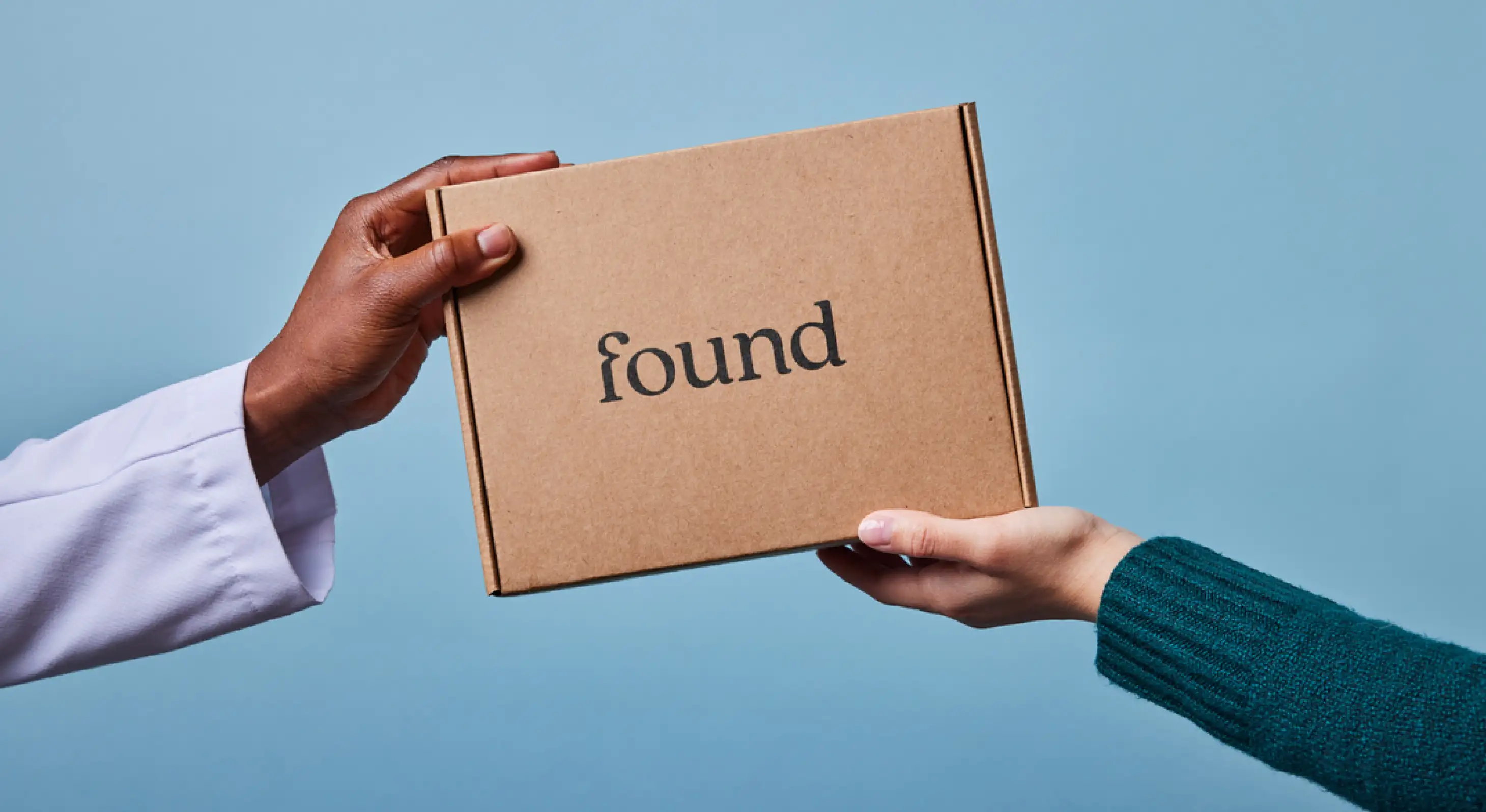 A blue background with a found box containing text.